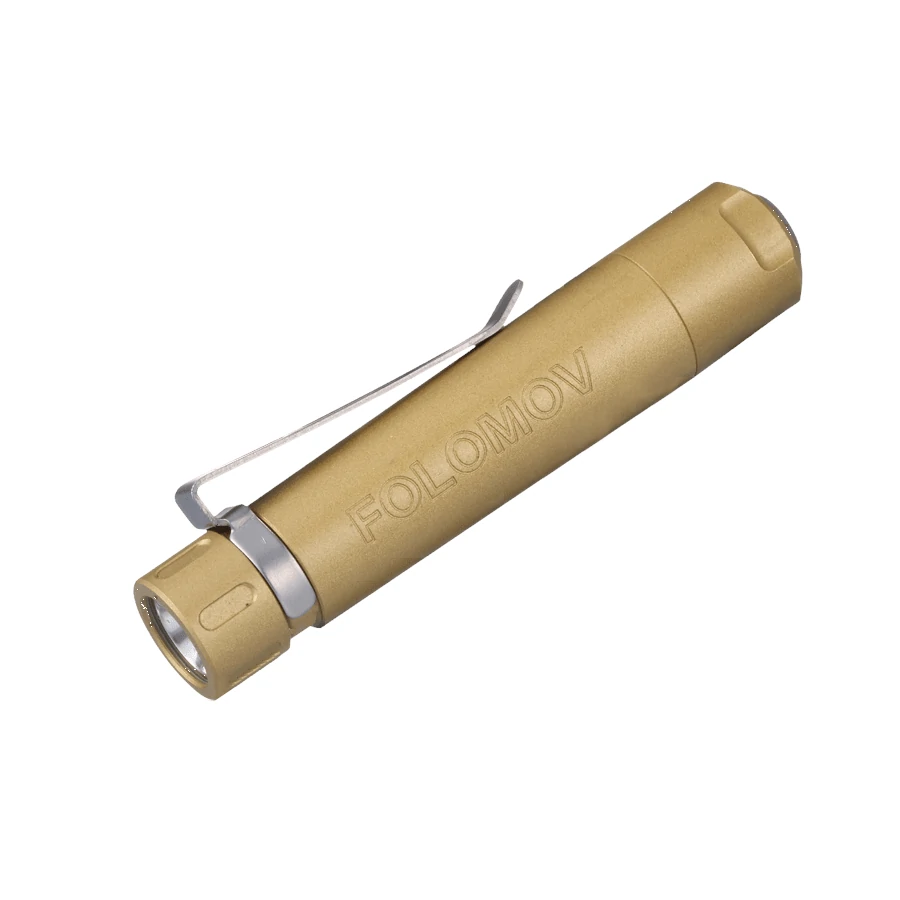 Folomov EDC C1 400lm High CRI 98 EDC Clip Flashlight 10440 Mini Size Compact Portable LED Torch Brass & Aluminum Outdoor EDC Survival Tool — view 6