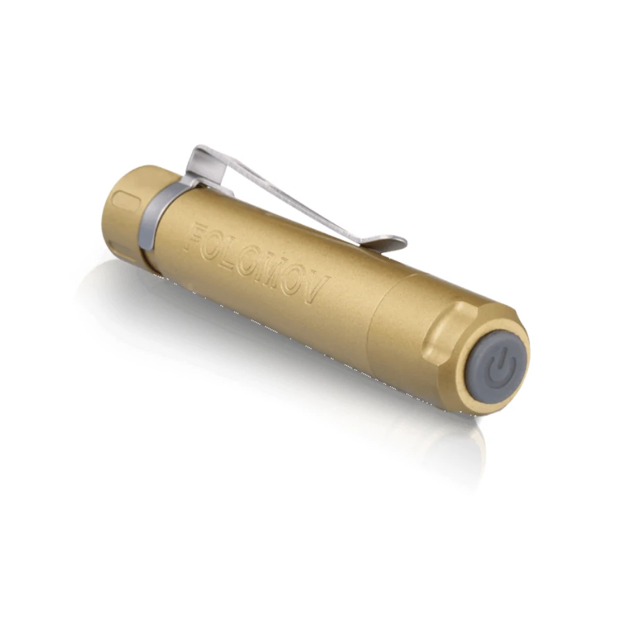 Folomov EDC C1 400lm High CRI 98 EDC Clip Flashlight 10440 Mini Size Compact Portable LED Torch Brass & Aluminum Outdoor EDC Survival Tool — view 8