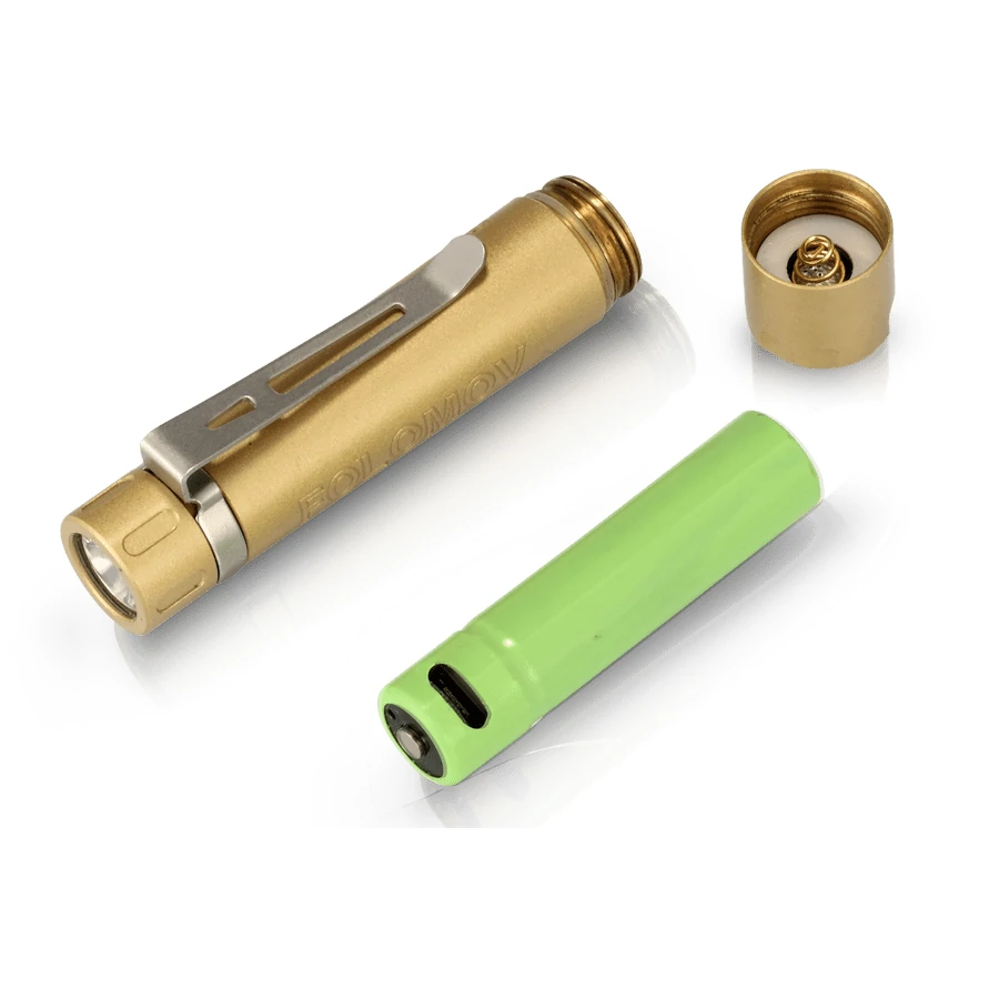 Folomov EDC C1 400lm High CRI 98 EDC Clip Flashlight 10440 Mini Size Compact Portable LED Torch Brass & Aluminum Outdoor EDC Survival Tool — view 9