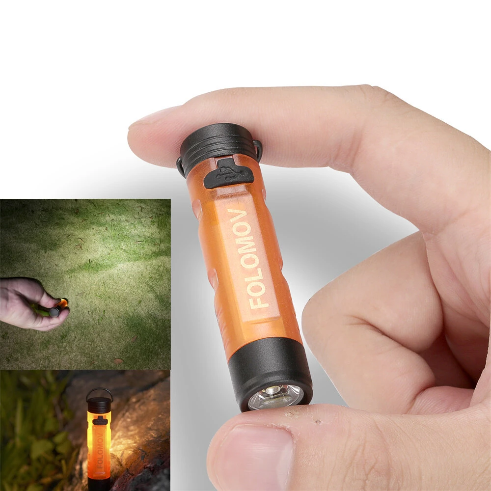 Folomov Keychain Flashlight 300LM Mini Pocket Light Outdoor Key Clip Cap Ambient LED Long Endurance Disaster Relief Emergency Light — folomov