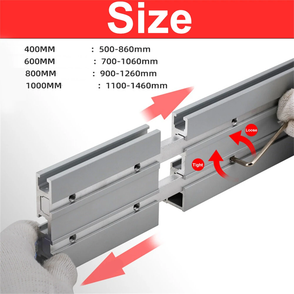 Fonson Adjustable 75 T-Track Miter Saw Fence for Woodworking Accessories Table Saw Fence with Laser Measure 400/600/800/1000mm Miter Gauge Fence Fits Portable Table Saws Band Saws and Cabinet Saws — view 3