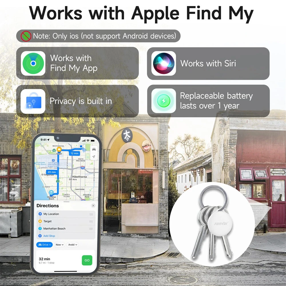 FONVOi AirTag Smart Tracker Tag iOS Find My Bluetooth 5.3 Anti-Loss Locator Finder Item Locator Smart Tags for Keys Bags Luggage Pets Wallet — view 4