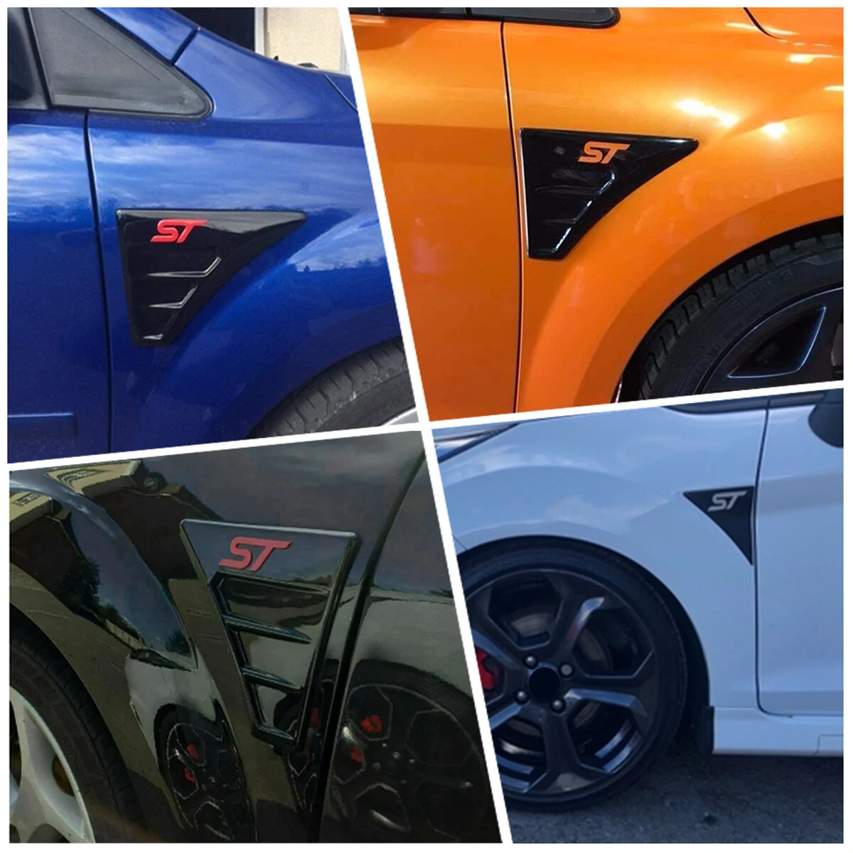 FOR FORD FOCUS MK2 MK3 FIESTA ST Style ZETEC WING VENTS ABS - BLUE LOGO UK — view 3