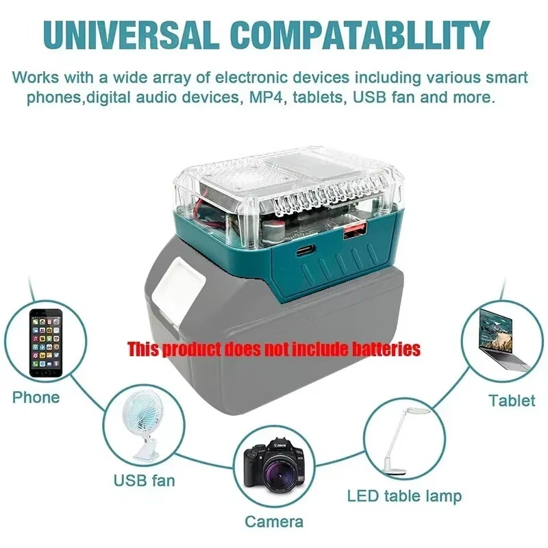 For Makita 18V Li-Ion Battery Adapter Converter USB-C PD3.1 140W Power Supply Charger QC3.0 Digital Display Type-C Input/Output For BL1815 BL1830 BL1860 — view 4