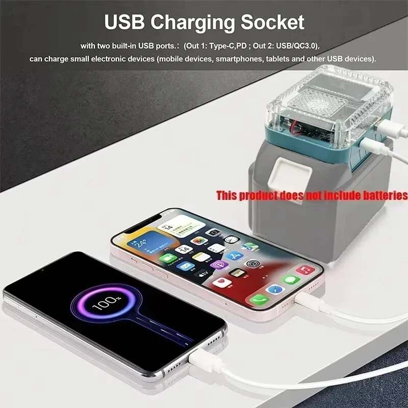 For Makita 18V Li-Ion Battery Adapter Converter USB-C PD3.1 140W Power Supply Charger QC3.0 Digital Display Type-C Input/Output For BL1815 BL1830 BL1860 — view 5