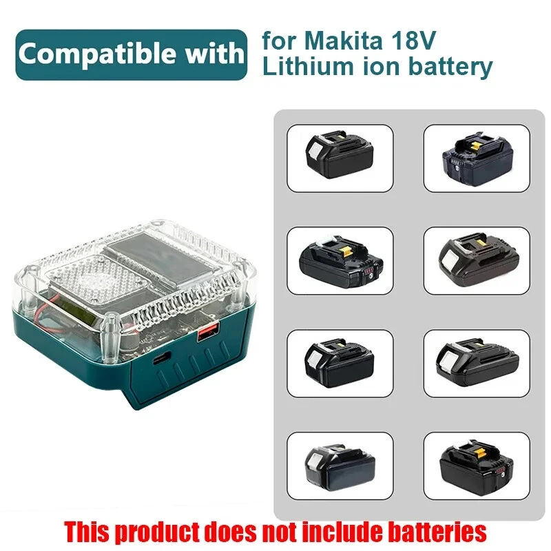 For Makita 18V Li-Ion Battery Adapter Converter USB-C PD3.1 140W Power Supply Charger QC3.0 Digital Display Type-C Input/Output For BL1815 BL1830 BL1860 — view 7
