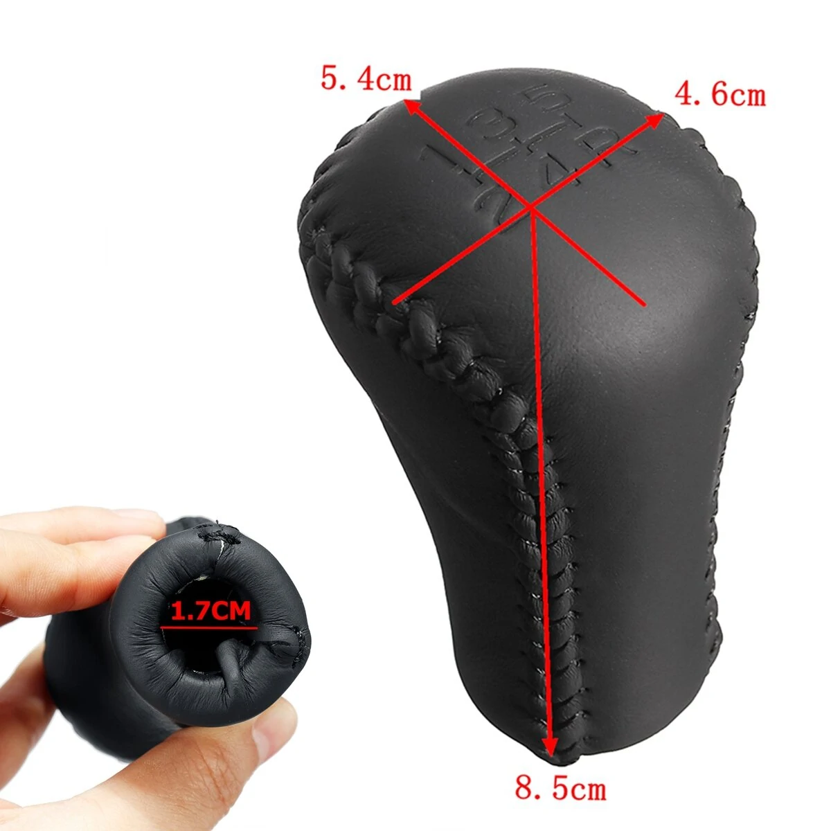 For Toyota Lexus Scion 5 Speed PU Leather Car Gear Shift Knob Stick Head Black — view 3