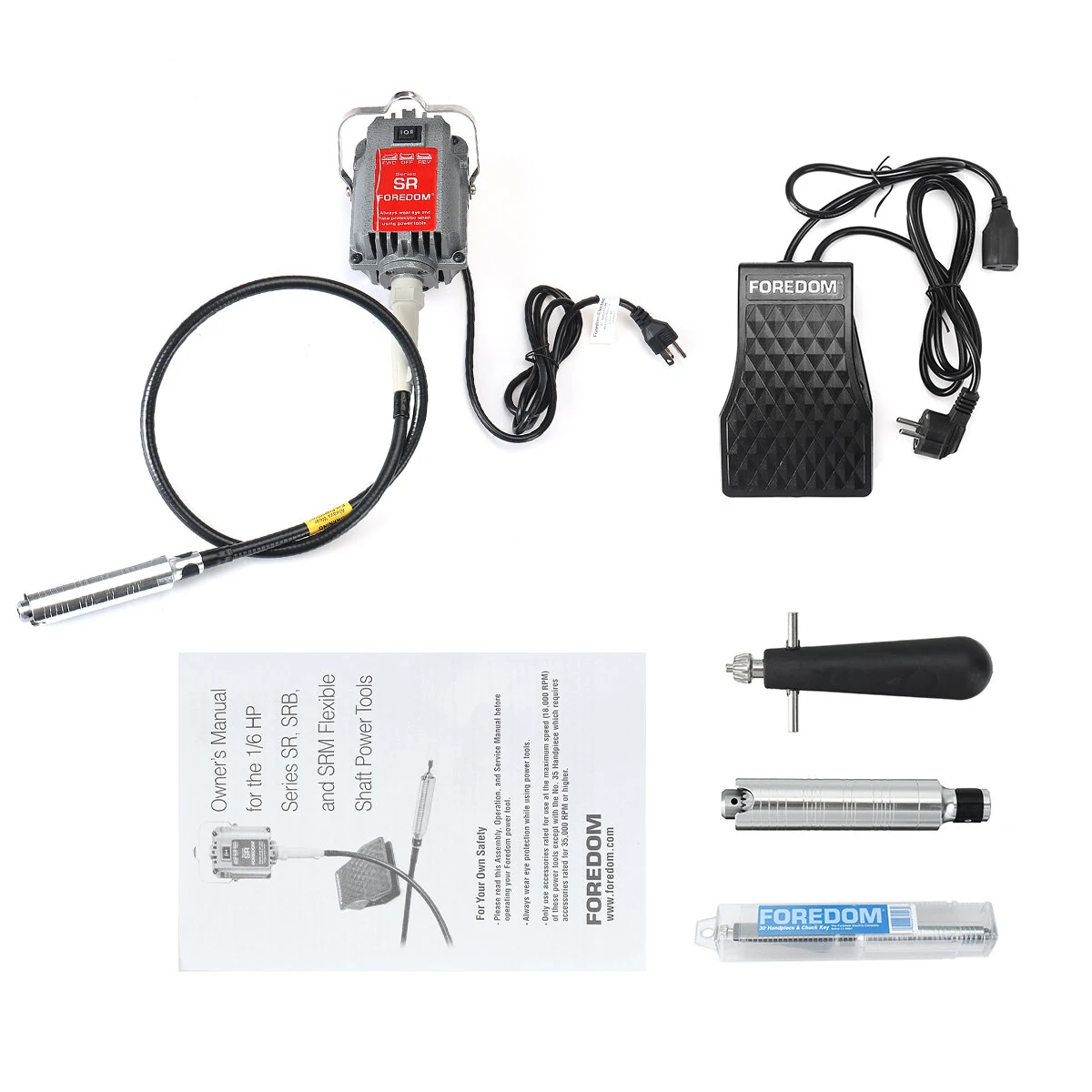 Foredom SR Grinder Rotary Tool Kit 230W 0-18,000 RPM Adjustable Speed 4mm Chuck with Flexible Shaft for Engraving Grinding Polishing Drilling Cutting DIY Handcraft Project — view 10