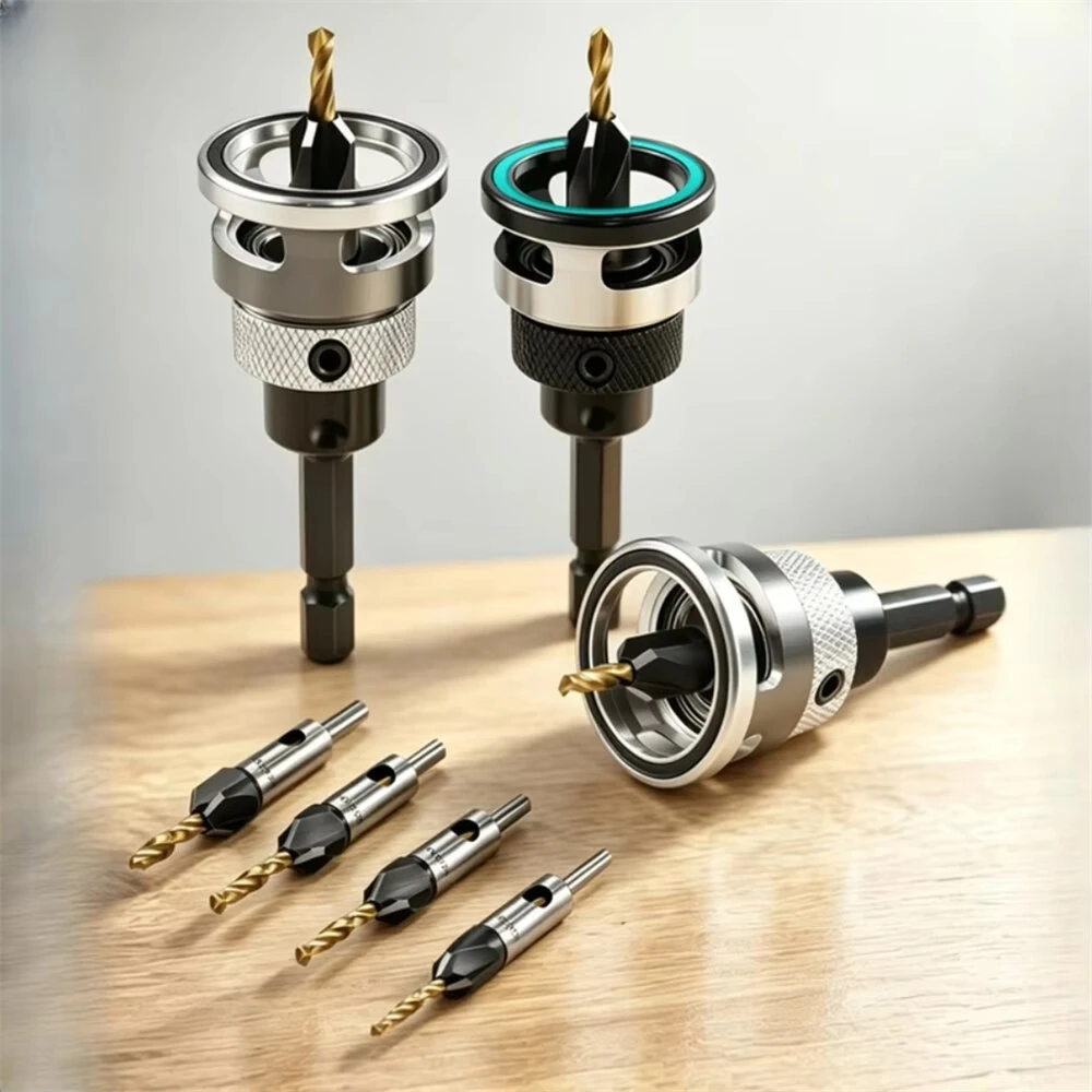 Four-Blade Countersink Drill Bit Set with Depth Stop L-Shape Wrench Titanium Alloy Bit 2.8mm-4.0mm Spiral Flute Design for Efficient Chip Removal — view 3