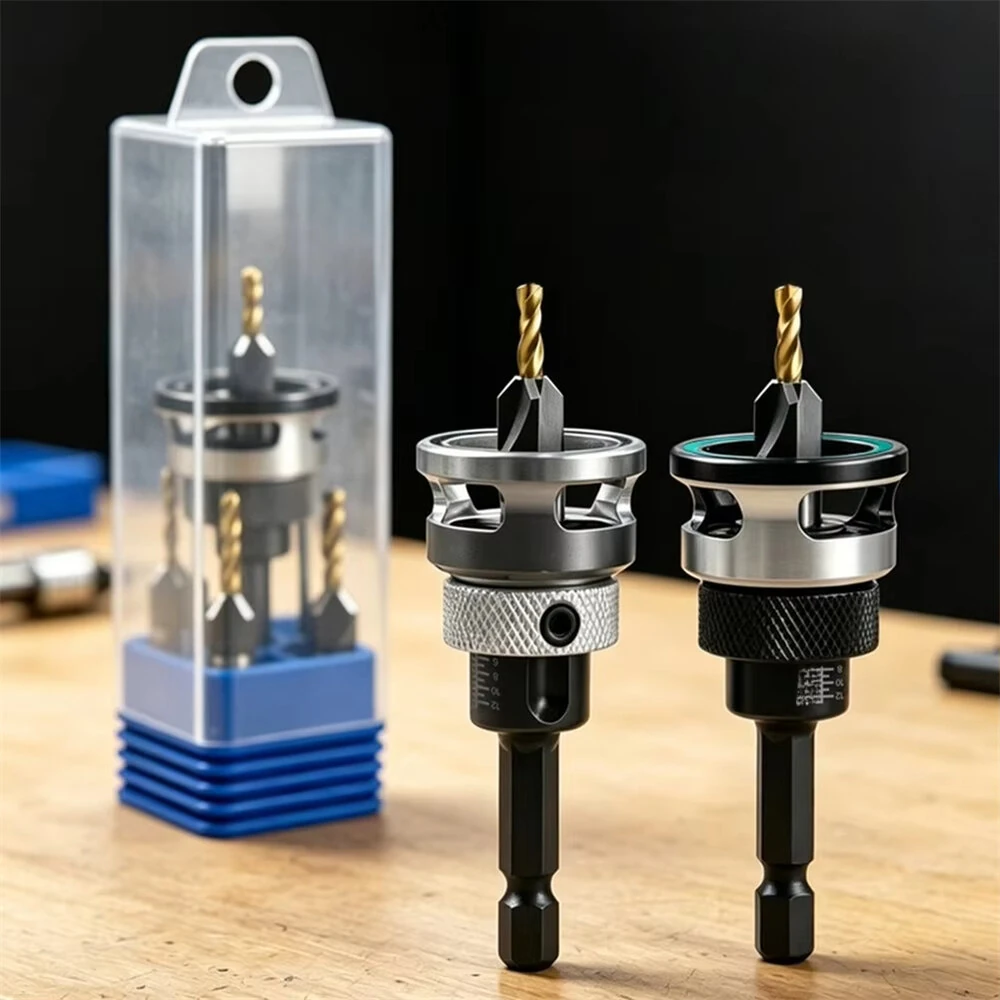 Four-Blade Countersink Drill Bit Set with Depth Stop L-Shape Wrench Titanium Alloy Bit 2.8mm-4.0mm Spiral Flute Design for Efficient Chip Removal — view 7