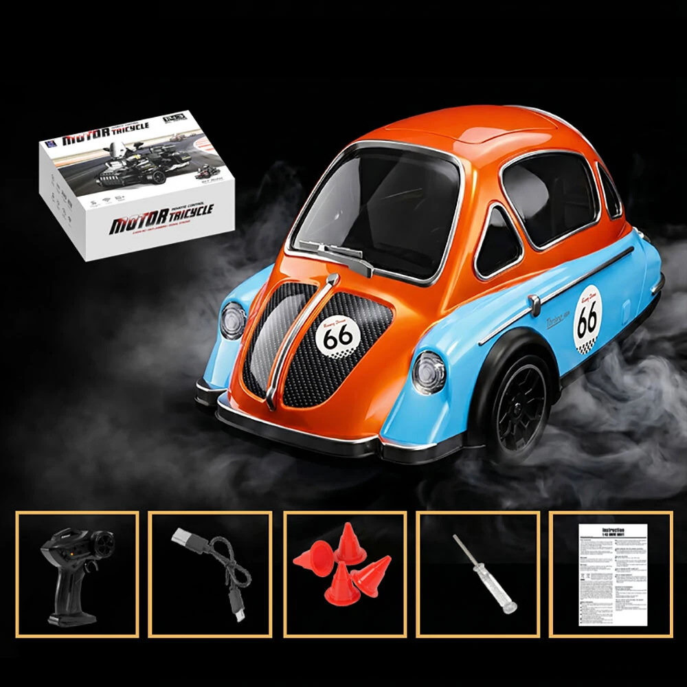 FQD77 RTR 1/43 2.4G Tricycle Drift Vintage RC Car Drift Desktop Racing Vehicles Models for Boy Birthday Gift — image 1