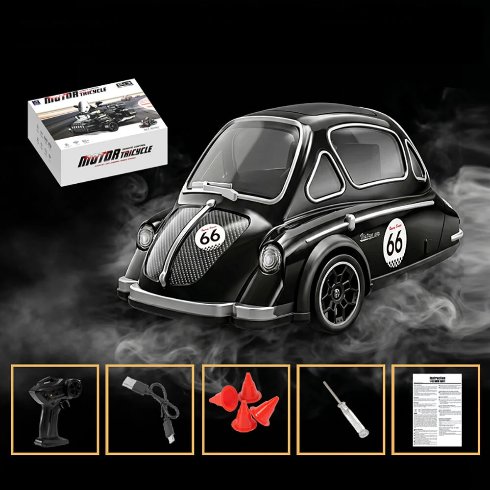 FQD77 RTR 1/43 2.4G Tricycle Drift Vintage RC Car Drift Desktop Racing Vehicles Models for Boy Birthday Gift — view 2