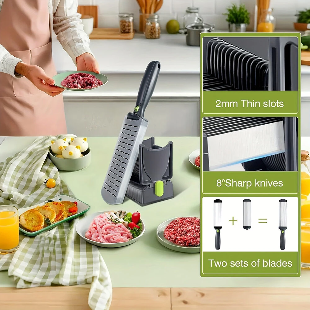 Fresh Meat Cutter Multifunctional Stainless Steel Meat Slicer Fast Meat Slice Home Kitchen Meat Cutter for Beef Lamb Pork Cuts — view 4
