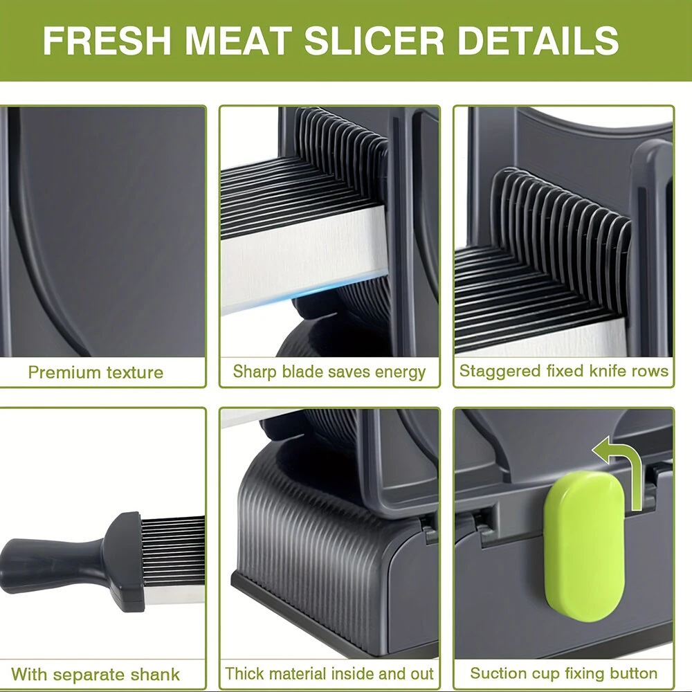 Fresh Meat Cutter Multifunctional Stainless Steel Meat Slicer Fast Meat Slice Home Kitchen Meat Cutter for Beef Lamb Pork Cuts — view 7