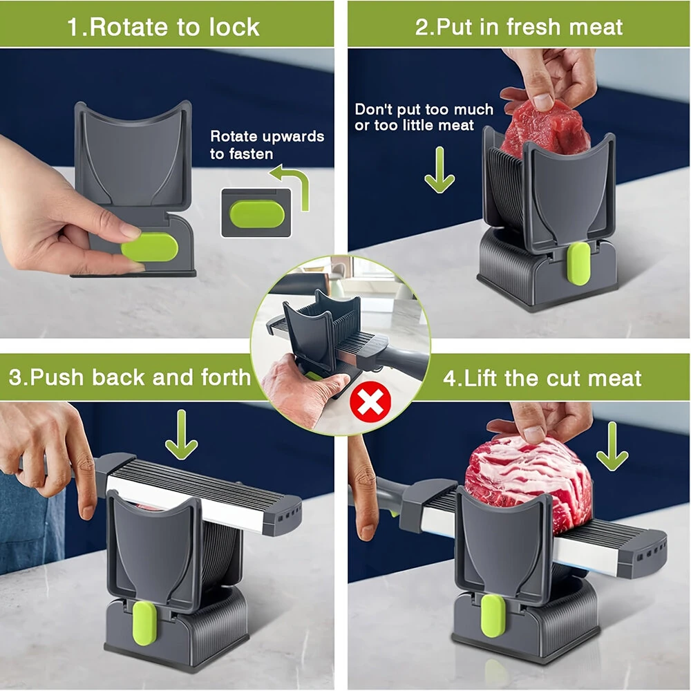 Fresh Meat Cutter Multifunctional Stainless Steel Meat Slicer Fast Meat Slice Home Kitchen Meat Cutter for Beef Lamb Pork Cuts — view 8