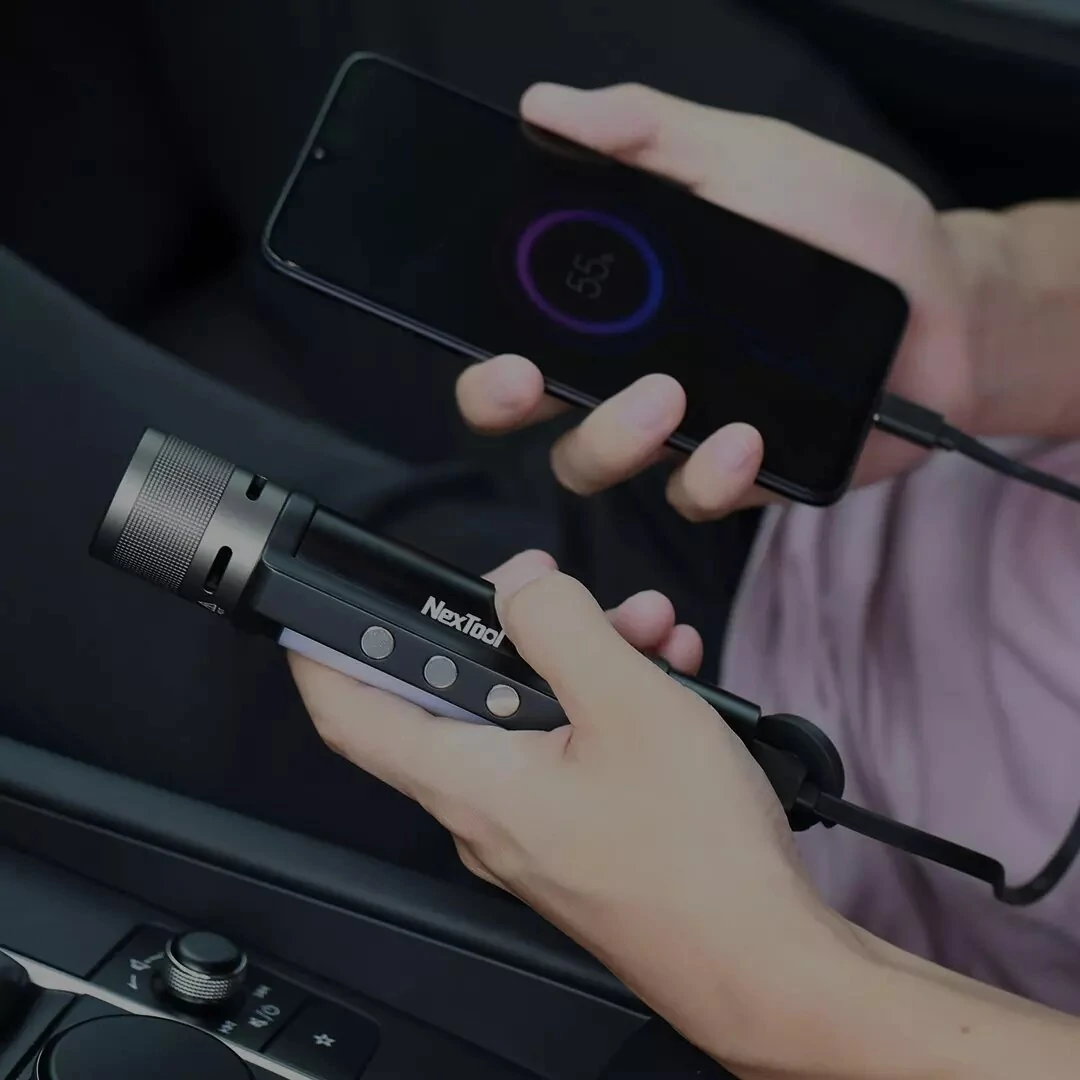 [FROM XIAOMI YOUPIN] NEXTOOL 6-in-1 1000lm Dual-light Zoomable LED Flashlight with High Decibel Alert USB-C Rechargeable Mobile Power Bank Magnetic Camping Work Light — view 5