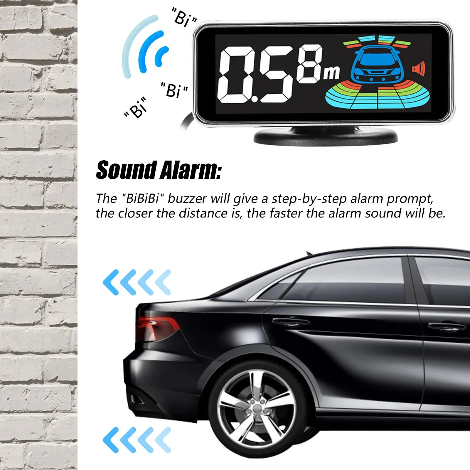 Front & Rear Car Reversing Radar System Lcd Display Parking Sensor With 8 Head Probe Distance Detection Sound Warning Buzzer — view 6
