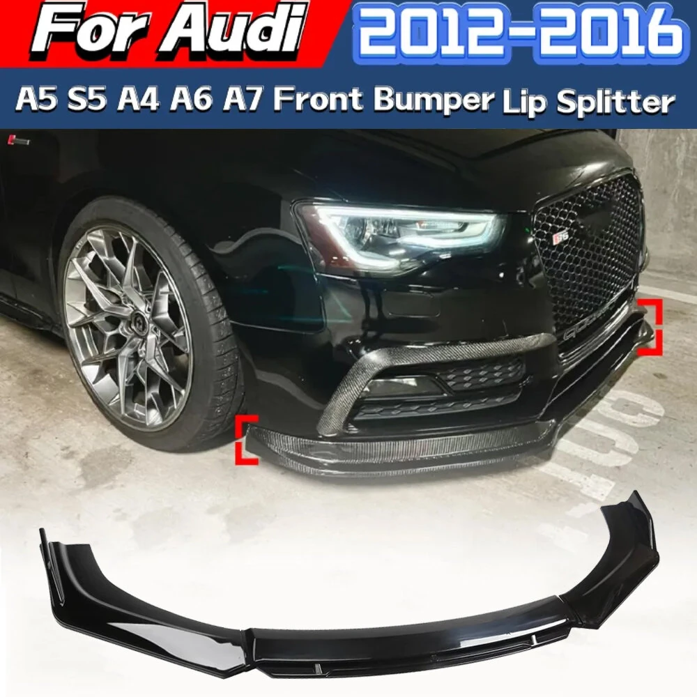 Front Bumper Splitter Lip Front Bumper Spoiler Diffuser Body Modification Kit For Audi A5 S5 A4 A6 A7 2012 2013 2014 2015 2016 — view 2