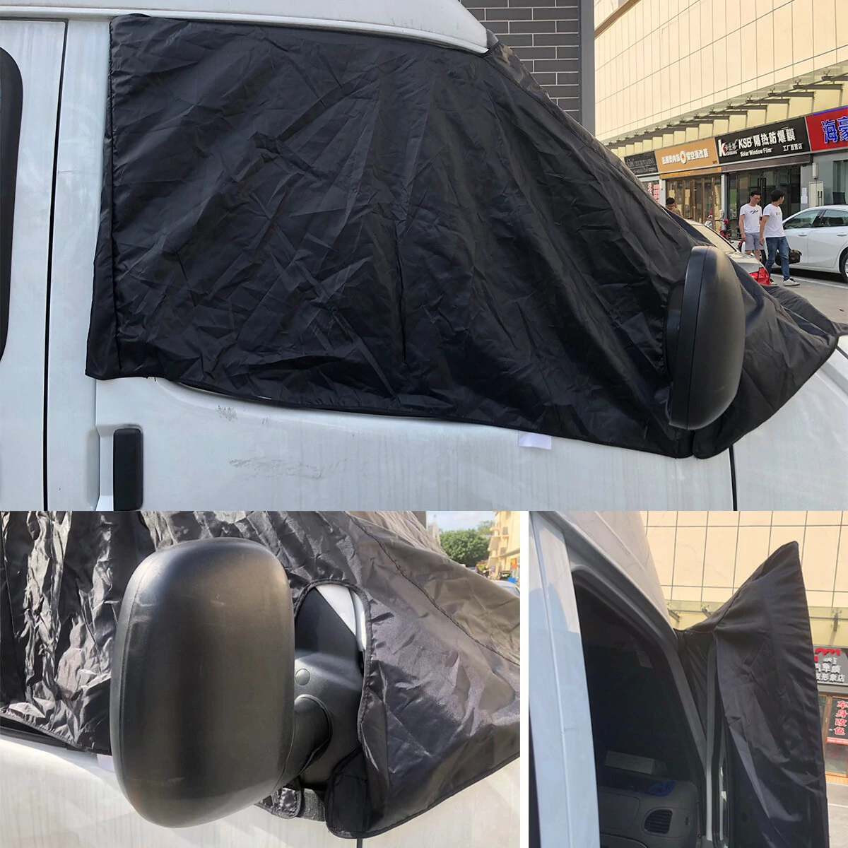 Front Windshield Half Cover Screen Out Blind Window Wrap Frost Black For Van — view 8