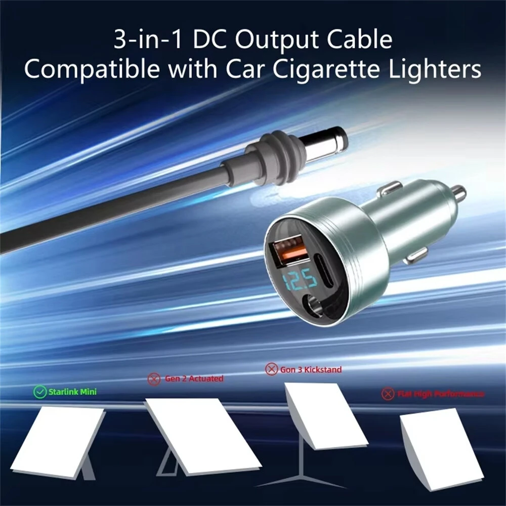FSJ-088 163W 3-in-1 Car Charger Adapter for Starlink Mini 100W DC Power Port 45W PD USB-C & 18W Fast Charging Lighter Splitter — view 3