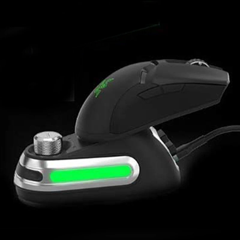 FURYCUBE R-Power Magnetic Mouse Charging Dock for Razers Mouse Wireless Charging Base RGB Lighting Volume Knob USB Hub Compatible with Raser Series Wireless Mouse — view 5