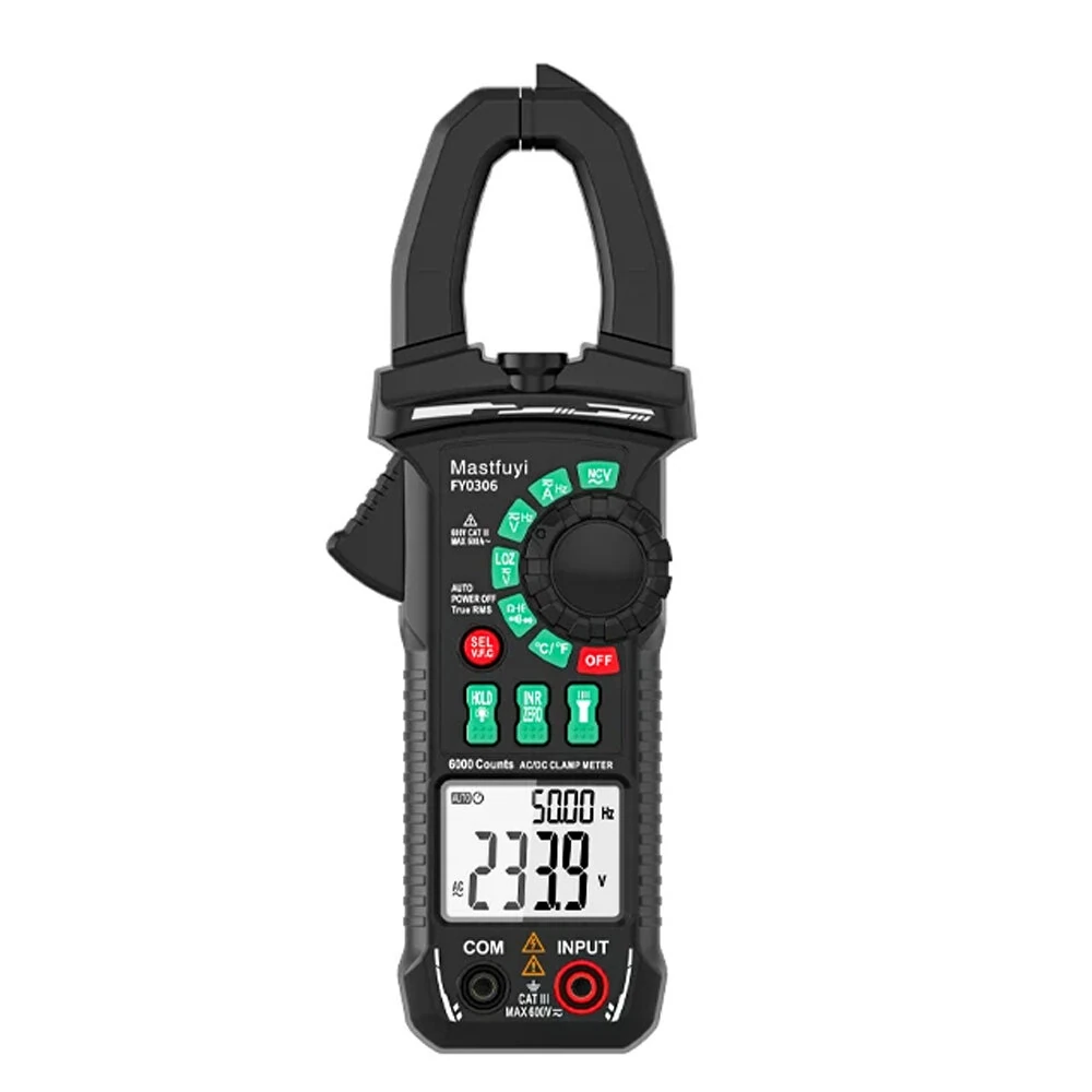 FUYI FY0306 Digital Clamp Meter True RMS Multimeter 5999 Counts AC DC Current Voltage Capacitance Diode Test Temperature Measurement Portable Professional Tool