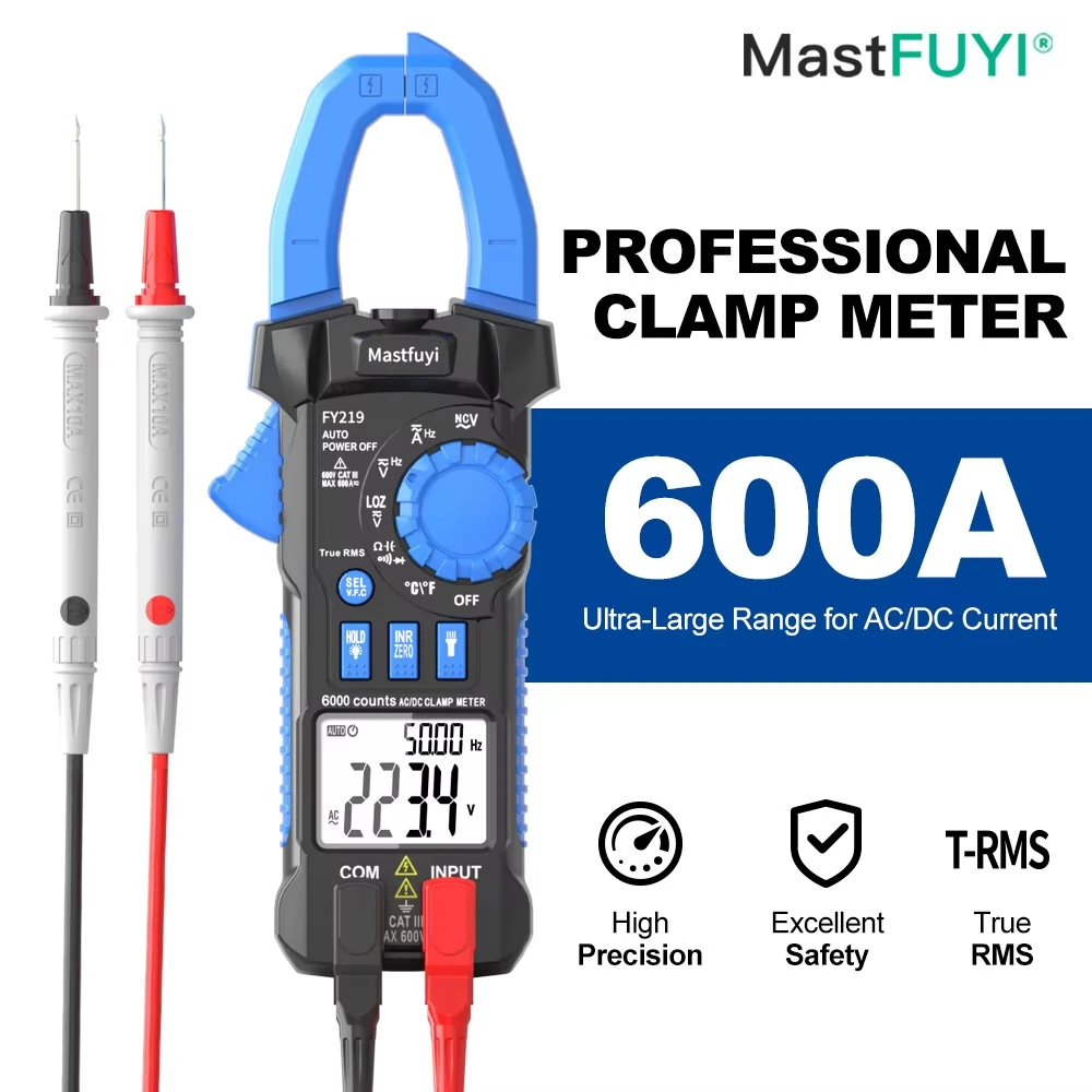 FUYI FY219 Digital Clamp Meter True RMS Multimeter 600A AC DC Current Voltage Inrush Current Test High Precision Auto Range Electrical Tester — view 3