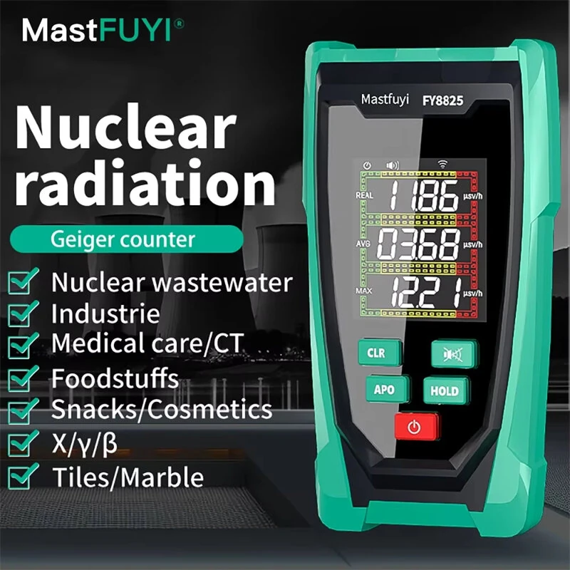 FUYI FY8825 Geiger Counter Nuclear Radiation Detector Detects X-rays Gamma Rays Beta Particles LCD Display Rechargeable Lithium Battery Portable Radiation Meter Safe Threshold Alarm — view 2