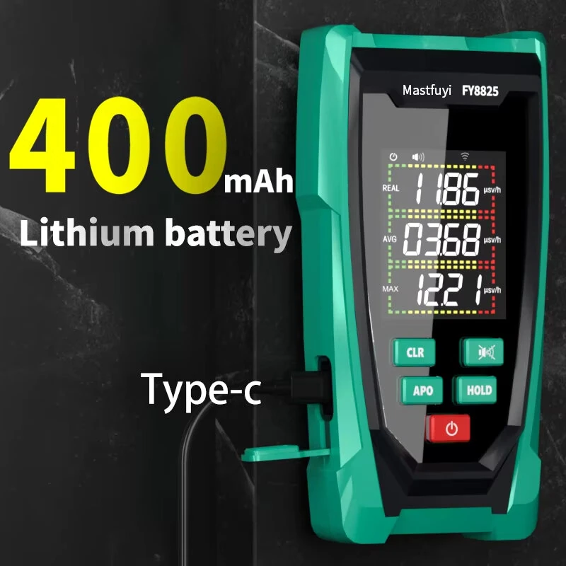 FUYI FY8825 Geiger Counter Nuclear Radiation Detector Detects X-rays Gamma Rays Beta Particles LCD Display Rechargeable Lithium Battery Portable Radiation Meter Safe Threshold Alarm — view 6