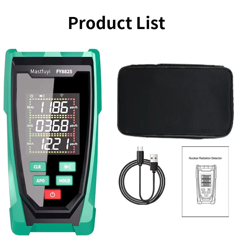 FUYI FY8825 Geiger Counter Nuclear Radiation Detector Detects X-rays Gamma Rays Beta Particles LCD Display Rechargeable Lithium Battery Portable Radiation Meter Safe Threshold Alarm — view 7