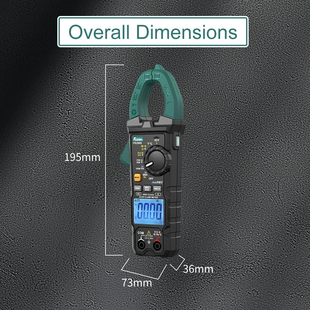FUZRR FR206E DC Power Clamp Multimeter 1700V 600A True RMS 6000 Counts Electrical Tester for Industrial New Energy Solar Power Generation Systems — view 3