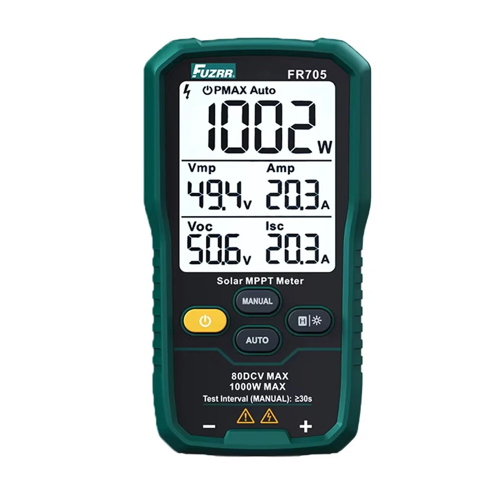 FUZRR FR705 FR705E Photovoltaic Solar Power Tester MPPT Power Meter 1000W 2000W Auto Range Digital Display Photovoltaic Analyzer Solar System Maintenance — image 1