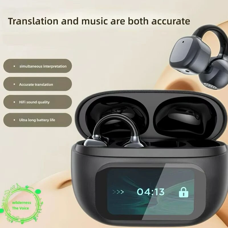 G08 Translator Earbuds Wireless bluetooth 5.4 Earphone LED Touch Screen 13.2mm Dynamic Drivers Bass Sound Instant Translation Earclip Open-ear Headphones — view 4