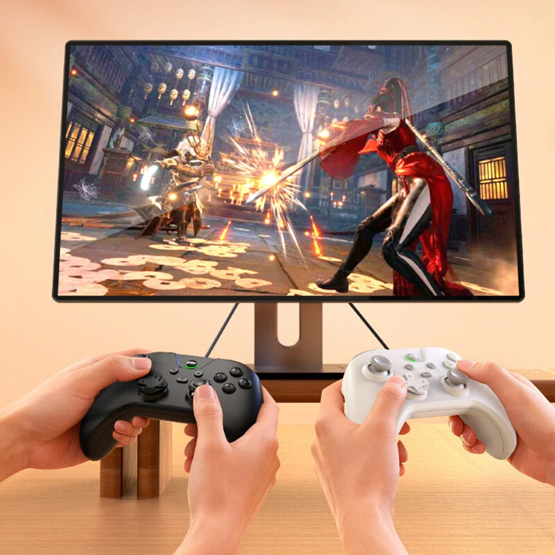 G4 Wired Gaming Controller 1000Hz Polling Rate Carbon Film Joystick Dual Vibration Turbo Gamepad Compatible with Switch PC Android — view 5