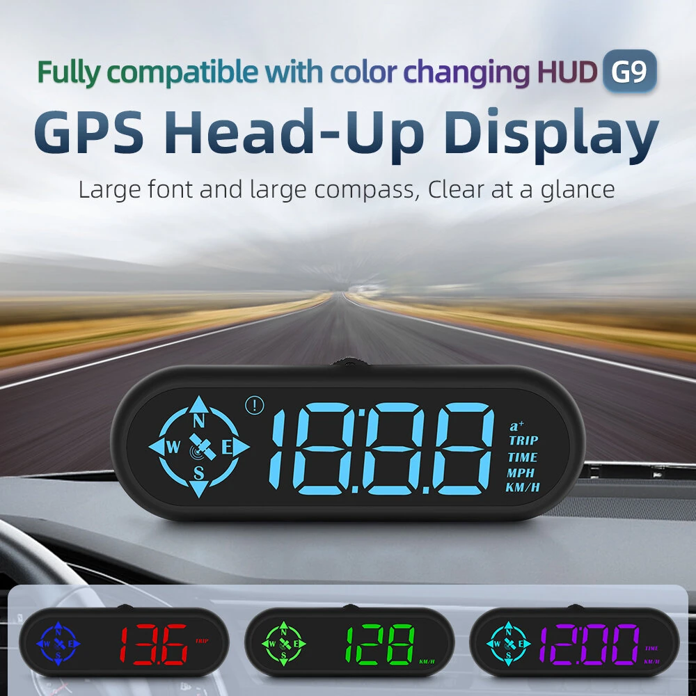 G9 Car HUD Head-up Display Car GPS Multi-function Speedometer Compass HD Head-up Display 360° Rotating Suction Fit All Vehicle — view 4
