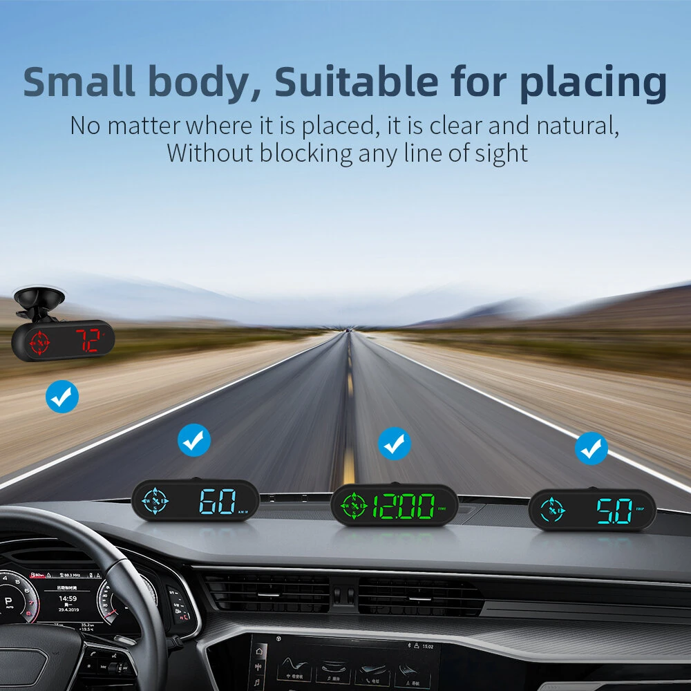 G9 Car HUD Head-up Display Car GPS Multi-function Speedometer Compass HD Head-up Display 360° Rotating Suction Fit All Vehicle — view 7