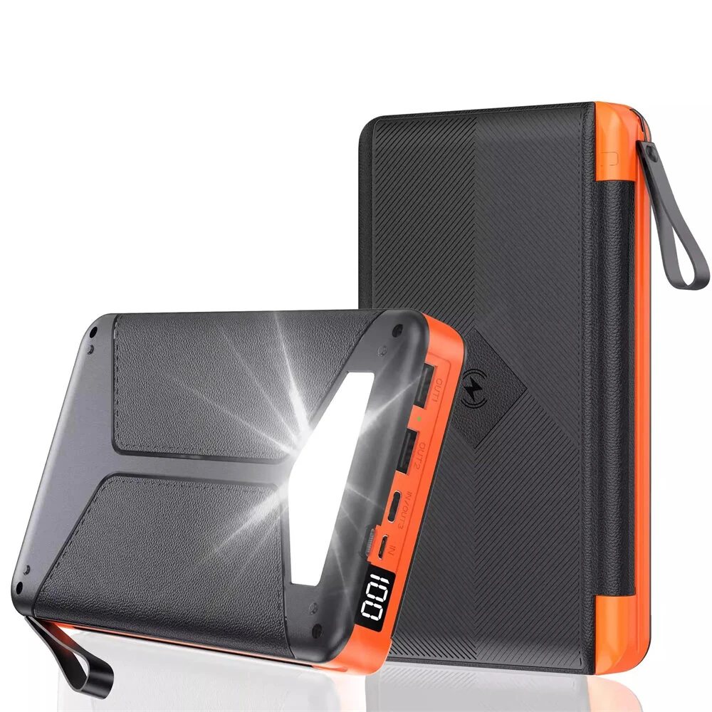 Gaiaray Solar Power Bank 10000mAh 20000mAh Portable Foldable Power Bank External Battery Solar Panel Emergency Charge LDE Light — view 10