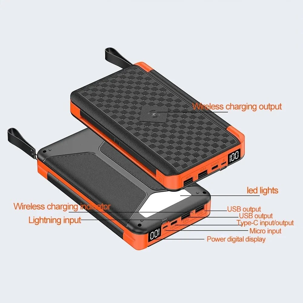 Gaiaray Solar Power Bank 10000mAh 20000mAh Portable Foldable Power Bank External Battery Solar Panel Emergency Charge LDE Light — view 8