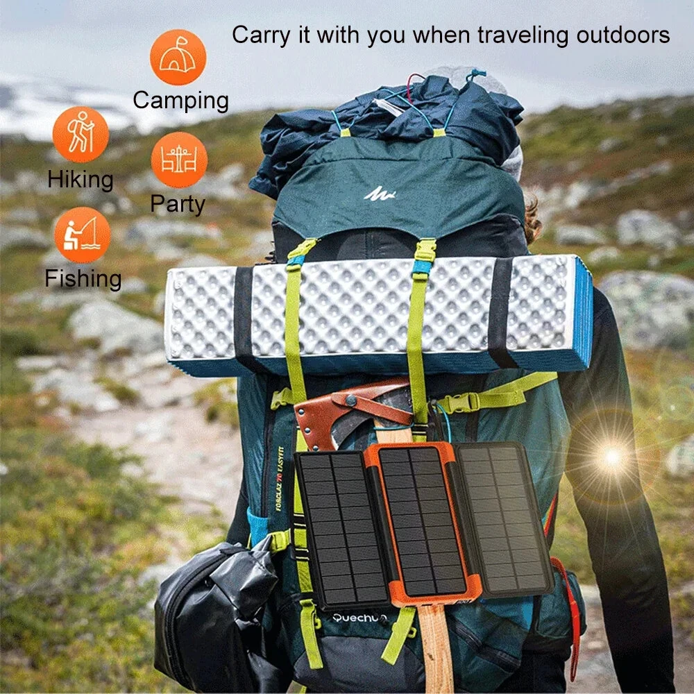 Gaiaray Solar Power Bank 10000mAh 20000mAh Portable Foldable Power Bank External Battery Solar Panel Emergency Charge LDE Light — view 9