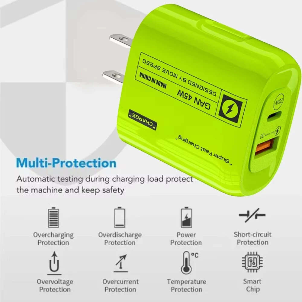 [GaN Tech] APD-555 45W 2-Port USB PD Charger USB-A+USB-C PD Fast Charging Wall Charger Adapter EU Plug US Plug for iPhone 16 15 14 13 Pro Max for Huawei Mate XT for Xiaomi MIX Fold4 for Samsung Galaxy Z Flip6 — view 7