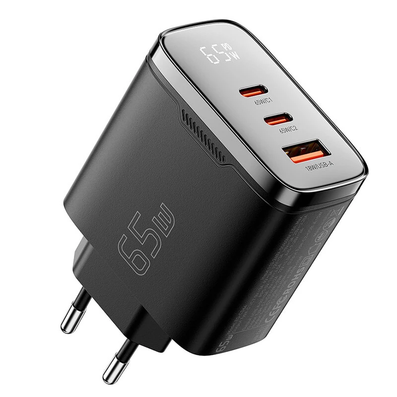 [GaN Tech] ESSAGER ES-CD56 65W 3-Port USB PD Charger USB-A+2USB-C PD3.2/3.0 QC2.0/3.0/4.0 AFC AVS PPS SCP FCP Fast Charging Wall Charger Adapter EU Plug for iPhone 17 17 Pro 16 Pro Max 15 14 for Huawei Mate XTs for OPPO for Xiaomi — view 7