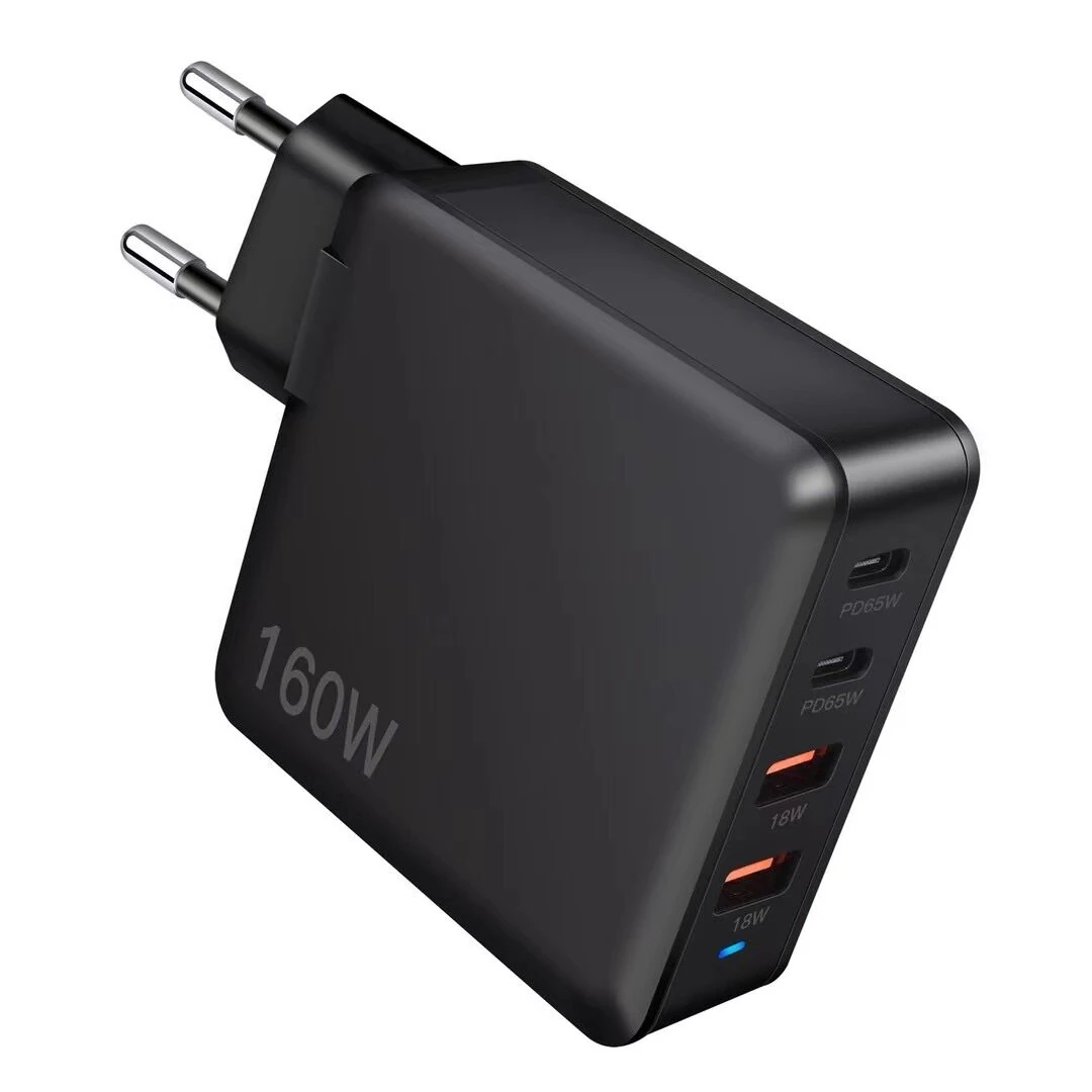 [GaN Tech] PD160W 4-Port USB PD Charger 2USB-A+2USB-C PD Fast Charging Wall Charger Adapter EU Plug US Plug for iPhone 16 16 Pro 15 14 13 Pro Max for Huawei Pura 80 Ultra for XIAOMI for SAMSUNG — view 2