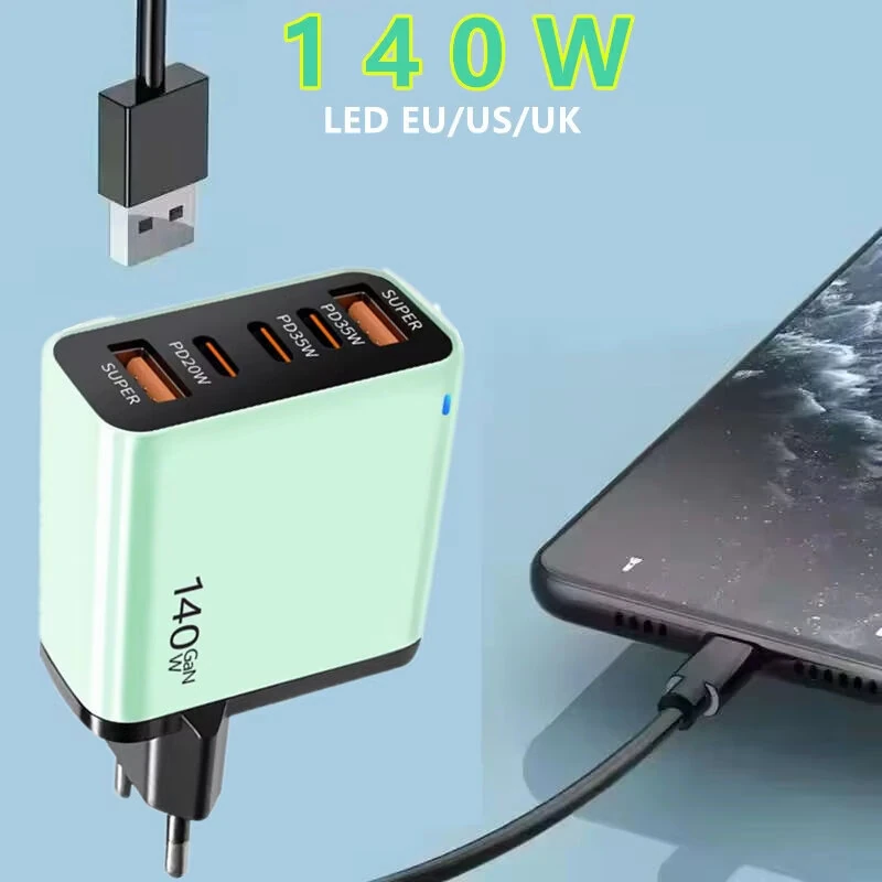 [GaN Tech] TE-PD43 5-Port USB PD Charger 2USB-A+3USB-C PD Fast Charging Wall Charger Adapter EU Plug for iPhone 17 17Pro 16 Pro Max 15 14 13 for Huawei Mate XTs for OPPO for VIVO — view 5