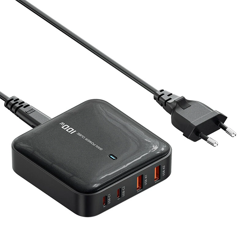 [GaN Tech] Toocki P100BD12C2A0 100W 4-Port USB PD Charger 2USB-C+2USB-A Fast Charging Desktop Charging Station EU Plug US Plug for iPhone 16 15 14 13 Pro for Huawei Mate XT for Xiaomi MIX Fold4 for Samsung Galaxy Z Fold6 — view 2