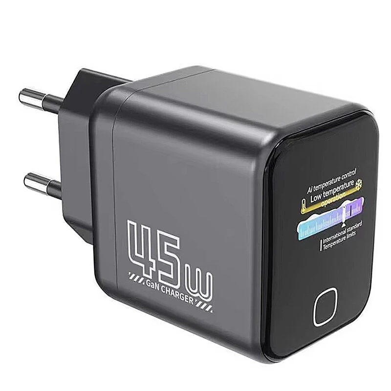 [GaN Tech] X45Pro PD45W 1-Port USB PD Charger with AI Smart Display USB-C PD3.0 QC PPS UFCS Fast Charging Wall Charger Adapter EU Plug for iPhone 17 17Pro 16 Pro Max 15 for Huawei Mate XTs for OPPO for VIVO