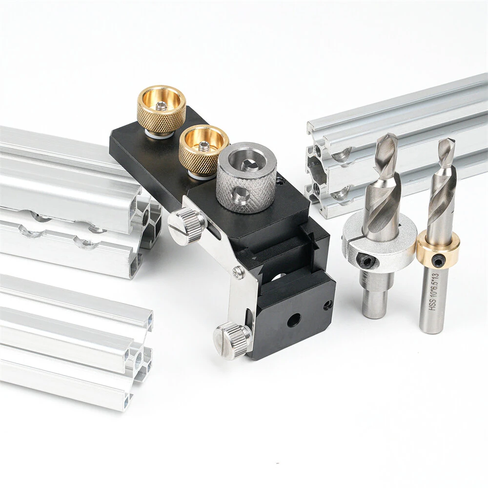 GANWEI Aluminum Alloy CNC MGO-000-148E Drilling and Tapping Fixture Precision Tool for 20 30 40 Series Profiles M6 M8 Threads Anodized Surface Treatment — view 6