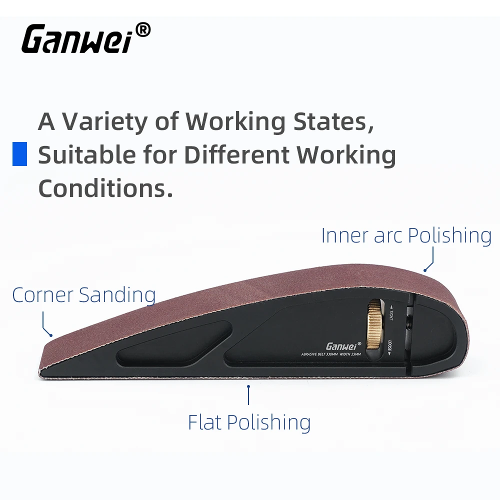 GANWEI Sandpaper Holder Hand Sanding Portable Adjustable Manual Curve Plane Sandbelt Grinding Polisher Sandpaperboard Woodworking Sandframe Tool — view 6