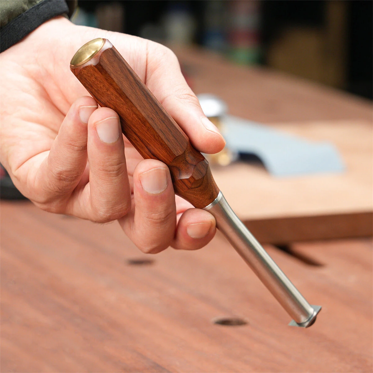 Ganwei Woodworking Carbide Scraper With Rosewood Handle Replaceable Square Insert For Trimming Deburring — view 3