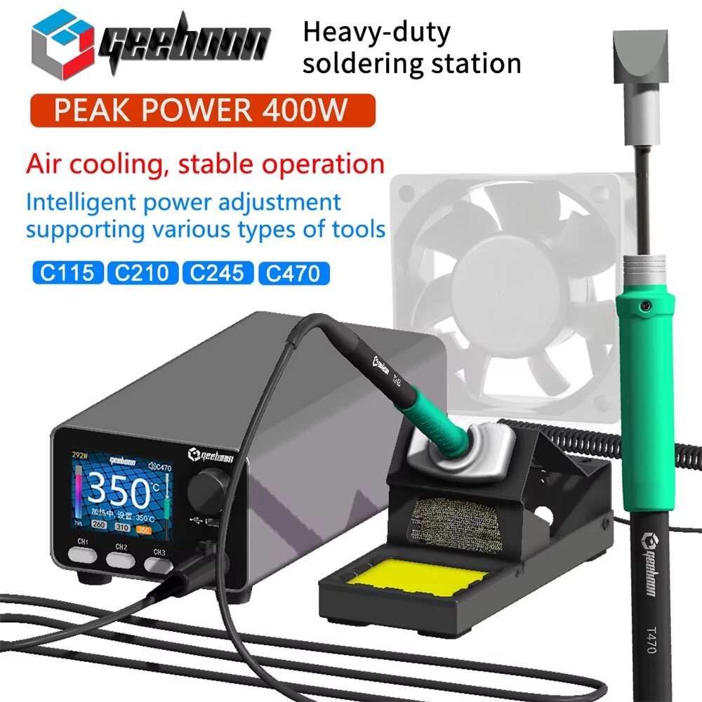 GEEBOON HC24 Heavy-Duty Soldering Station 400W Power with Color Curve Display Compatible with 115/210/245/470/T12 Soldering Tips for Rework Welding — view 2