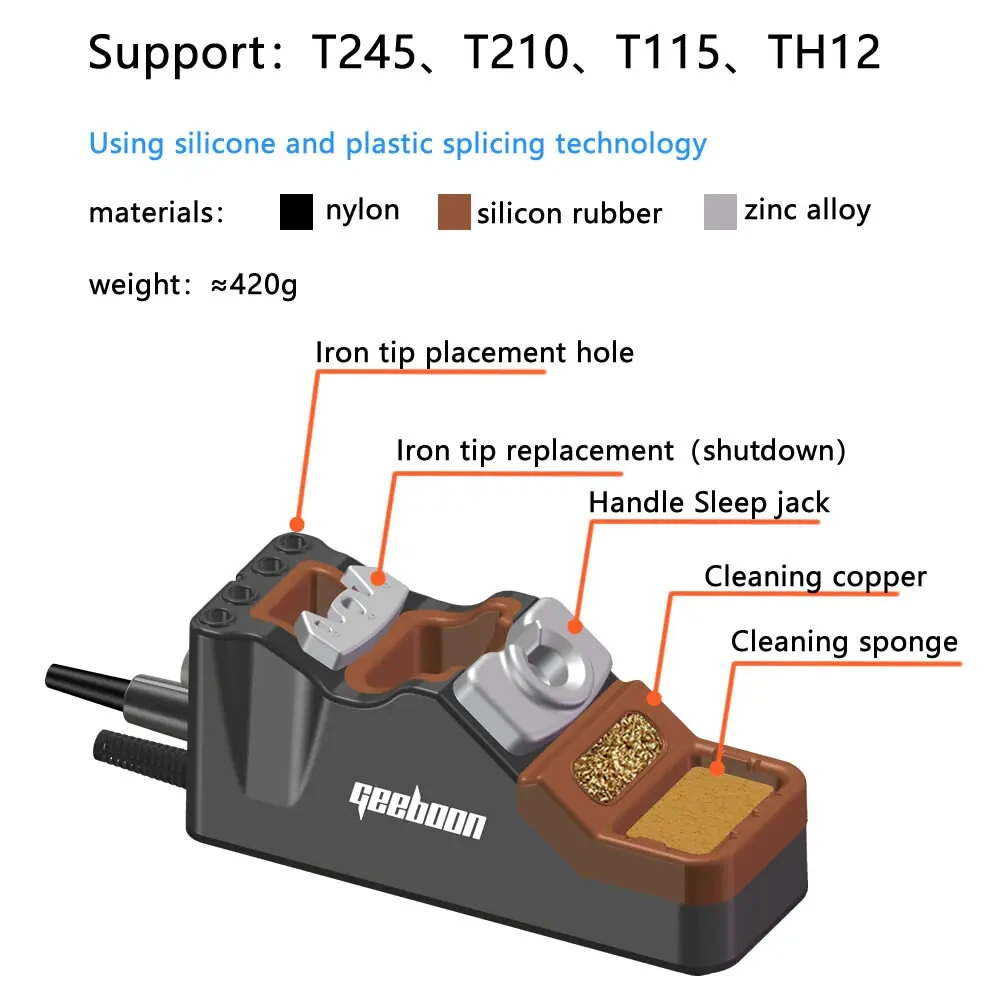 GEEBOON TC22 240W Digital Soldering Station Professional Soldering Iron Kit Supporting C245/C210/C115/T12 Handles for Electronics Repair — view 6